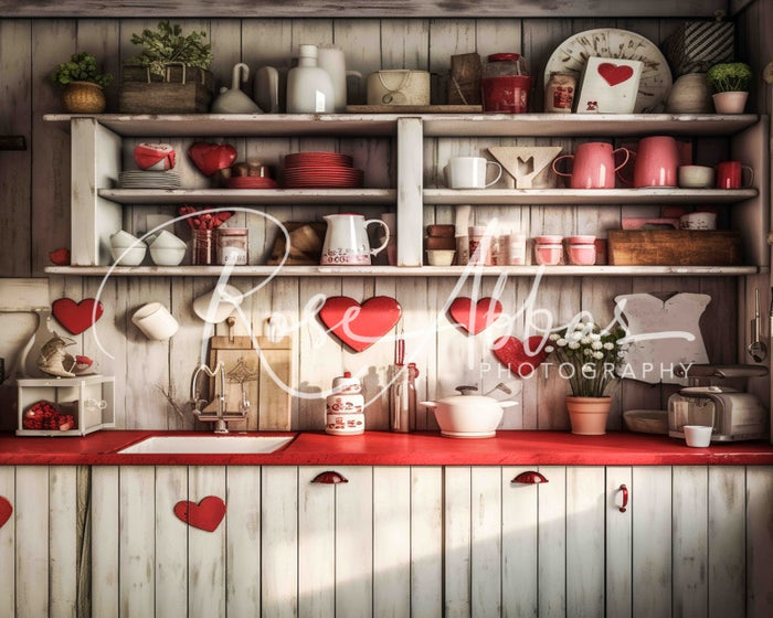 Rustic Heart Decor Vintage Kitchen Backdrop
