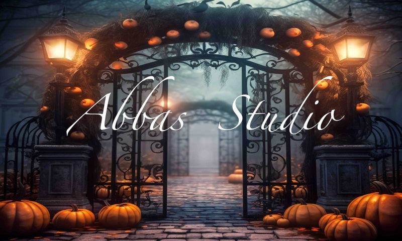 Kate Spooky Halloween Gate with Pumpkin Backdrop Designed by Abbas Studio