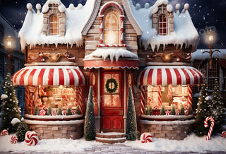 Kate Christmas Store Candy Printed Backdrop Designed by Emetselch