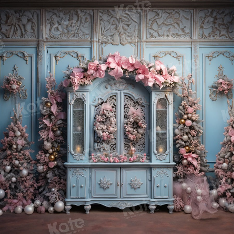 Kate Christmas Blue Cabinet Pink Backdrop for Photography