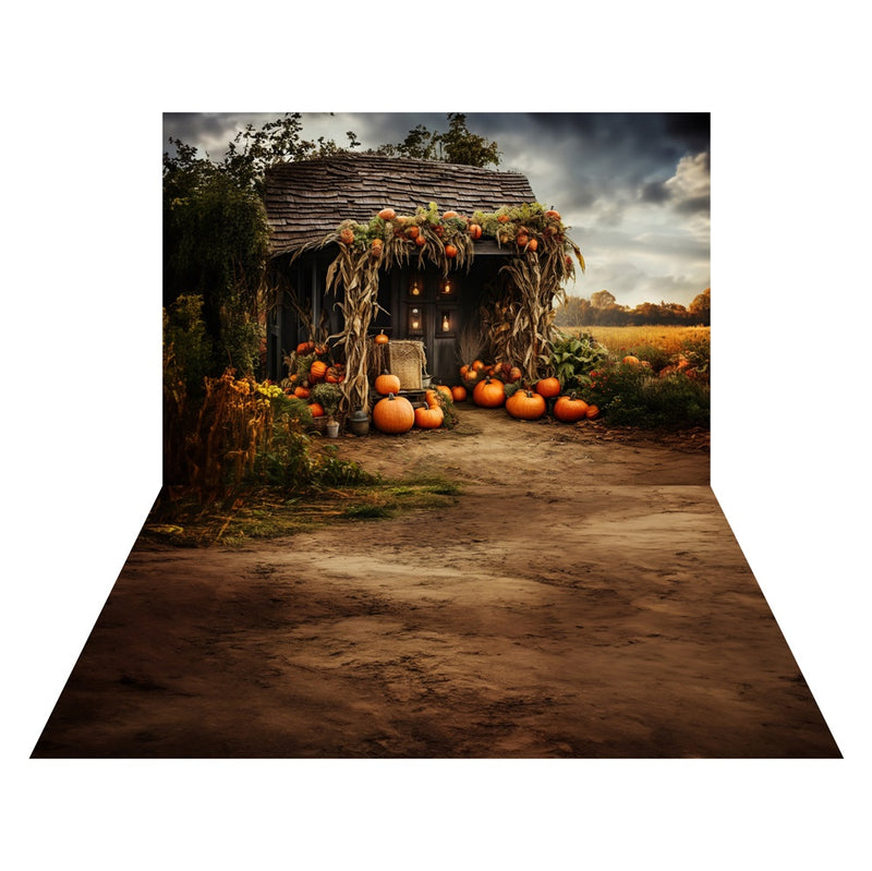 Rustic Autumn Pumpkin Harvest Backdrop