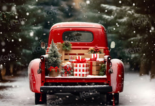 Kate Christmas Outdoor Red Car Truck Gifts Printed Backdrop for Photography
