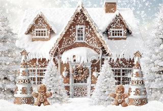 Winter Natale Gingerbread House Sfondo per la Cottura dei Biscotti Progettato da Ashley Paul