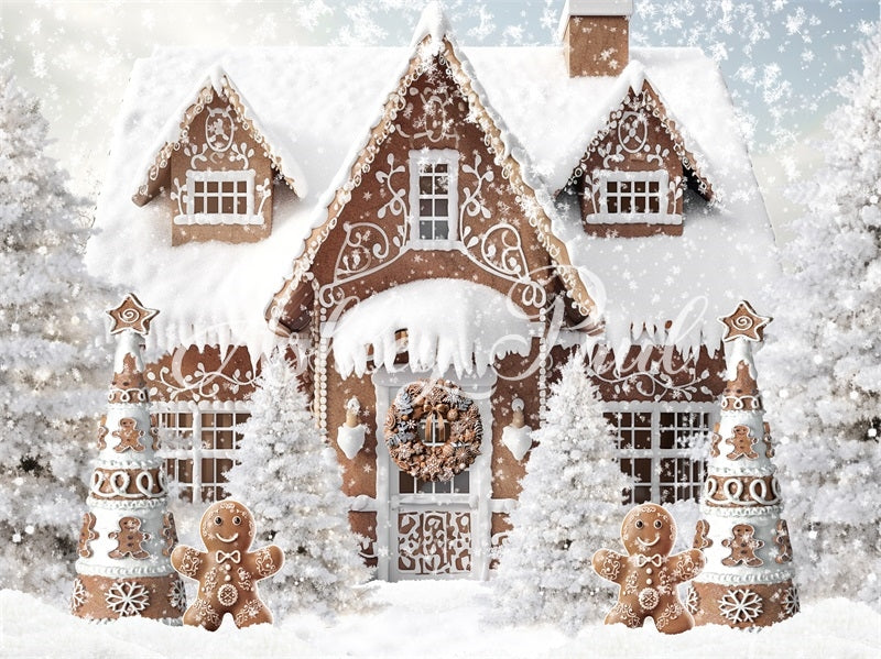 Kate Winter Christmas Gingerbread House Baking Cookies Backdrop Designed by Ashley Paul