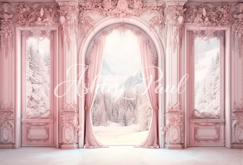 Kate Winter Pink Wall Corridor Backdrop Designed by Ashley Paul