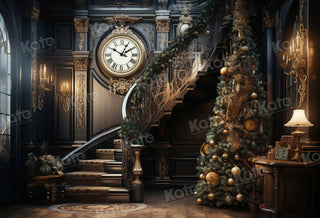 Reloj de Navidad en Escalera de Fondo Diseñado por Chain Photography