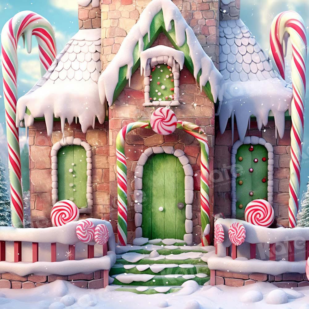 Kate Christmas Winter Candy House Backdrop Designed by Emetselch