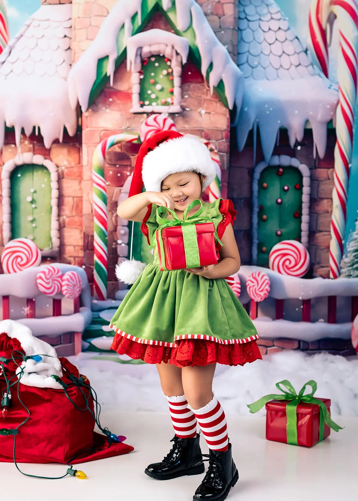 Kate Christmas Winter Candy House Backdrop Designed by Emetselch