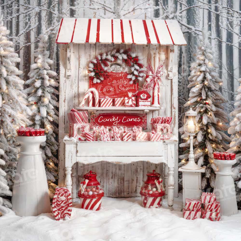 RTS Kate Christmas Candy Canes Outside Red Backdrop Designed by Emetselch