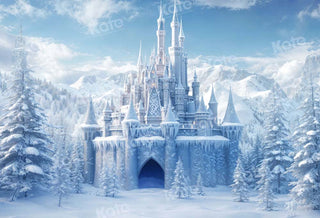 Kate Winter Snowy Forest Castle Printed Backdrop Designed by Chain Photography