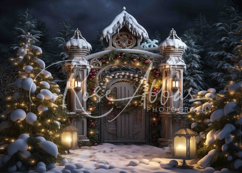 Kate Holiday Garden Gate Christmas Backdrop Designed By Rose Abbas