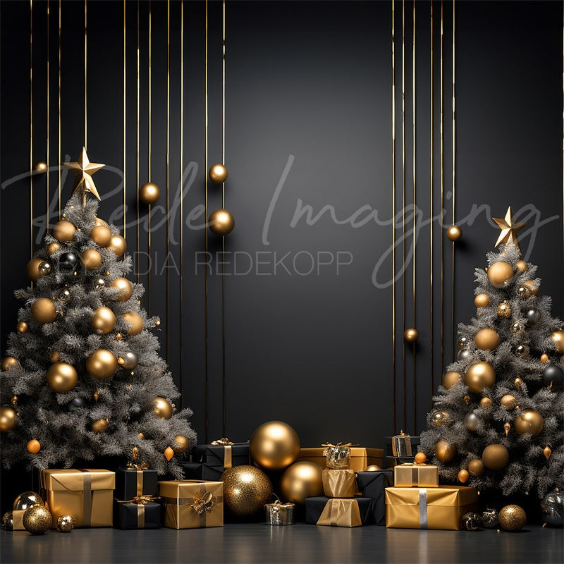 Kate Dark Christmas Tree and Wall Fleece Backdrop Designed by Lidia Redekopp