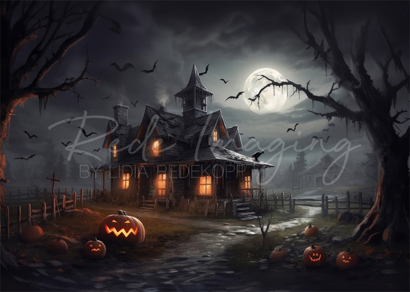 Kate Halloween Haunted House Backdrop Designed by Lidia Redekopp
