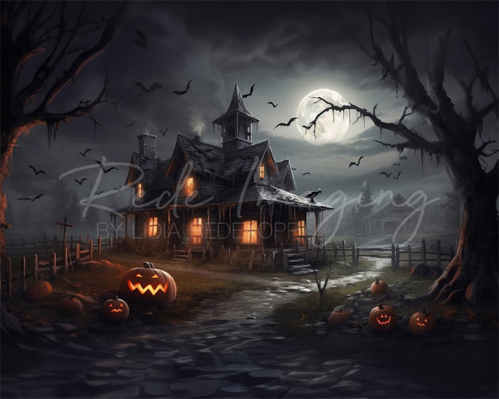 Kate Halloween Haunted House Backdrop Designed by Lidia Redekopp