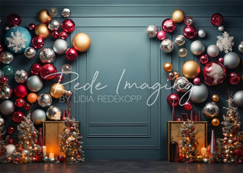 Kate Rainbow Christmas Green Gray Wall Backdrop Designed by Lidia Redekopp