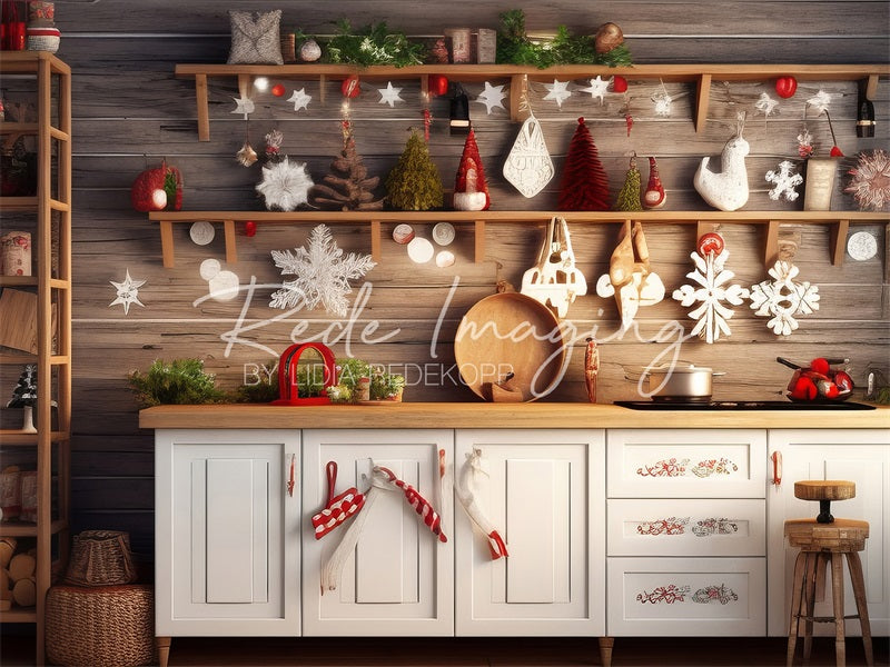 Kate Christmas White Kitchen Backdrop Designed by Lidia Redekopp
