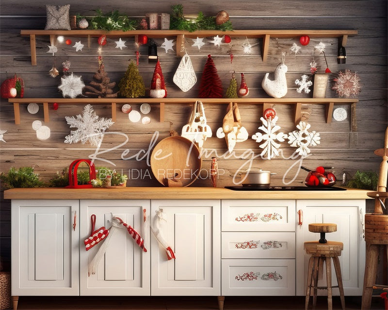 Kate Christmas White Kitchen Backdrop Designed by Lidia Redekopp