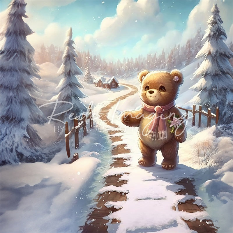 Kate Winter Outside Christmas Teddy Bear Backdrop Designed by Lidia Redekopp