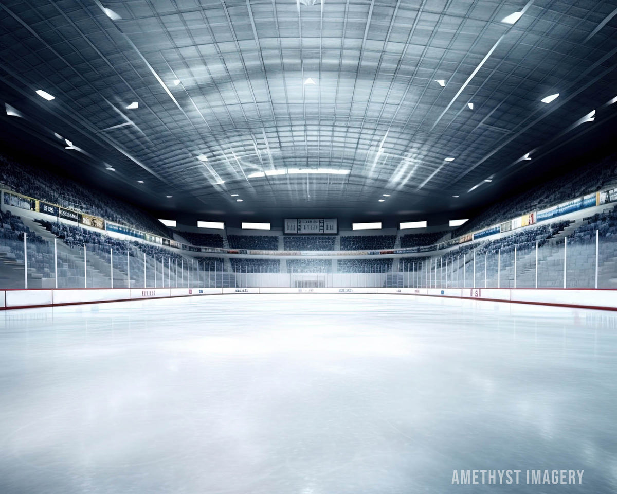 Spacious Indoor Ice Hockey Rink Backdrop
