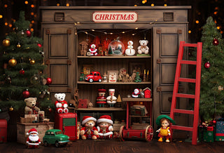 Oso de peluche de armario de Navidad escalera roja de fondo diseñado por Emetselch