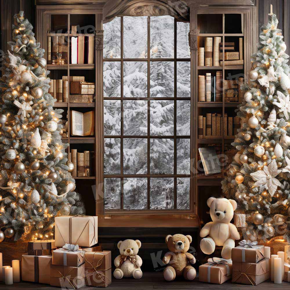 Kate Christmas Window Tree Teddy Bear Book Backdrop Designed by Emetselch