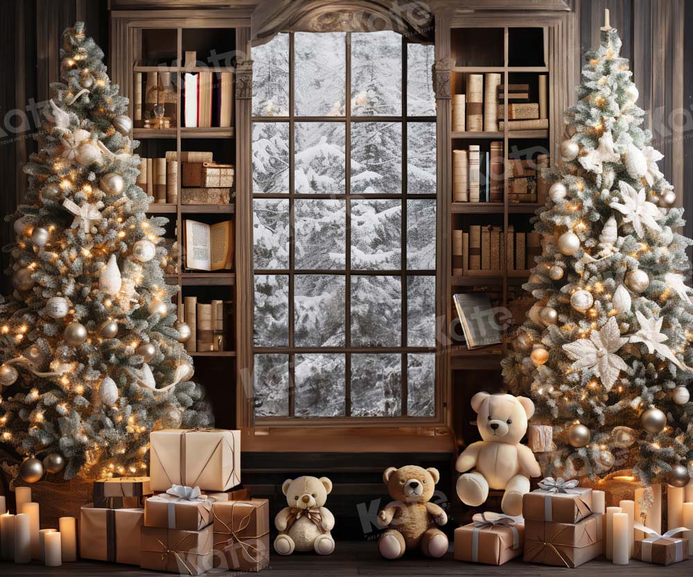 Kate Christmas Window Tree Teddy Bear Book Backdrop Designed by Emetselch