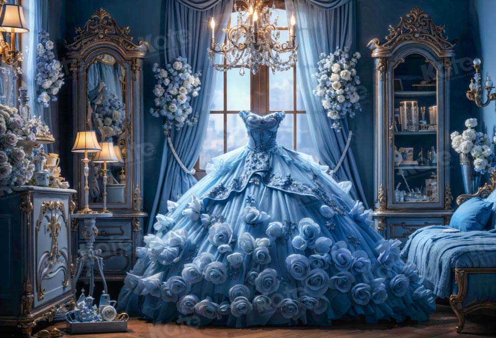 Kate Blue Princess Dress Room Backdrop Designed by Emetselch
