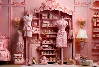 Muñeca de moda con decoración de habitación rosa diseñada por Emetselch