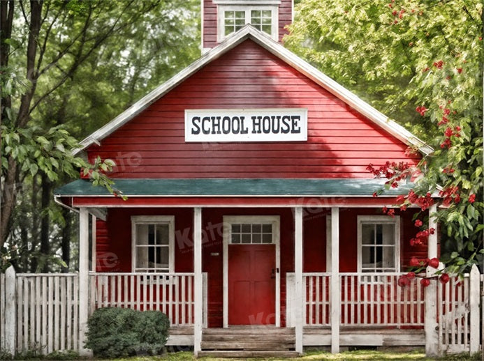 Kate Back to School Red House Backdrop for Photography