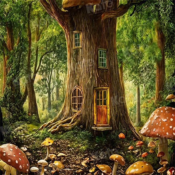 Kate Treehouse Forest Mushroom Backdrop for Photography