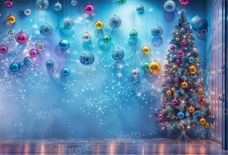 Kate Shiny Christmas Tree Blue Backdrop for Photography