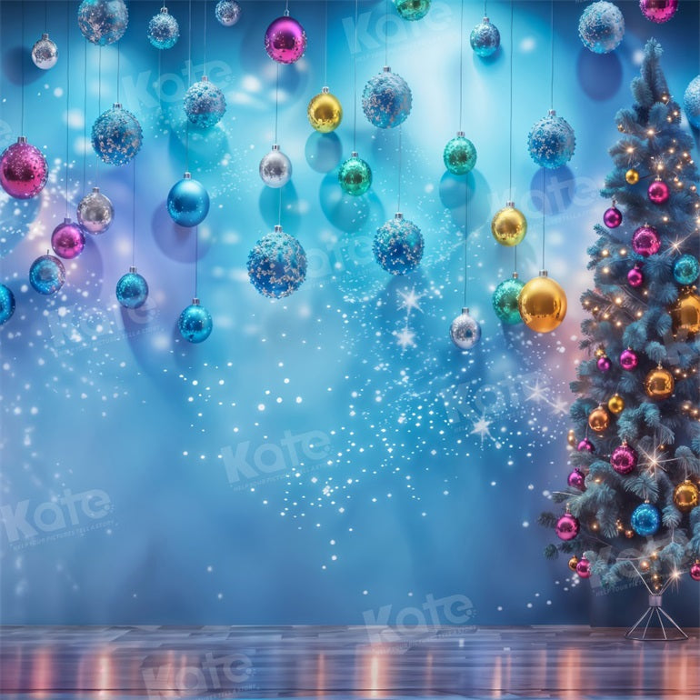 Kate Shiny Christmas Tree Blue Backdrop for Photography