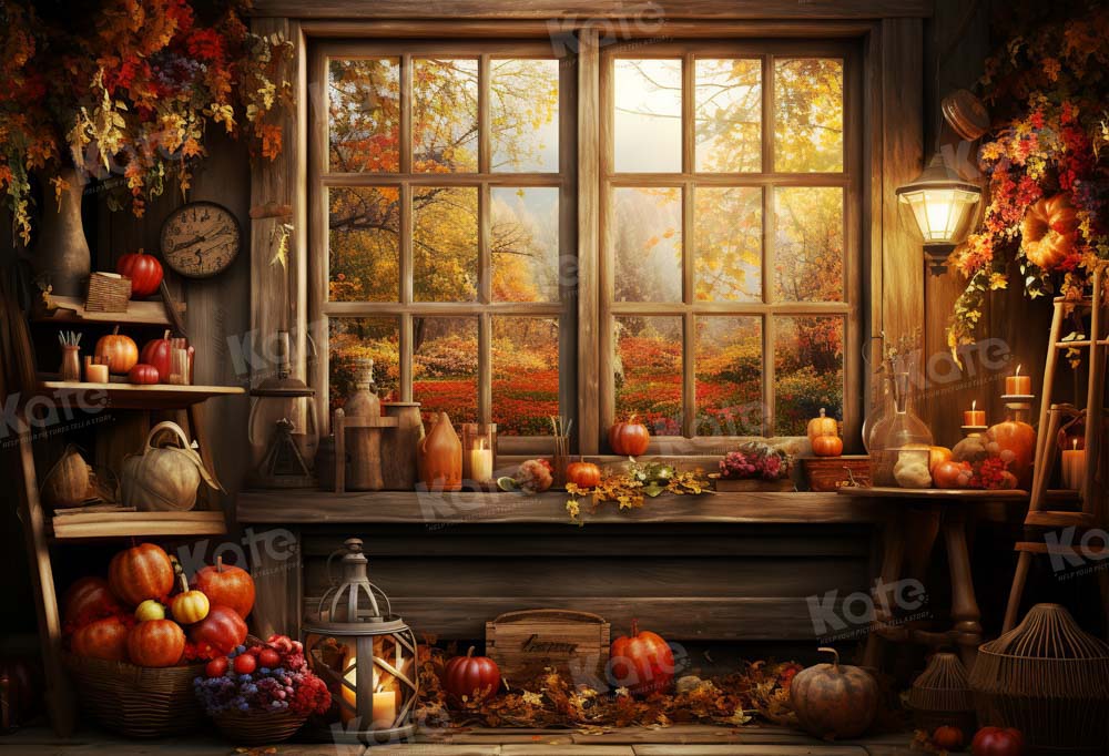 Rustic Autumn Harvest Window Backdrop