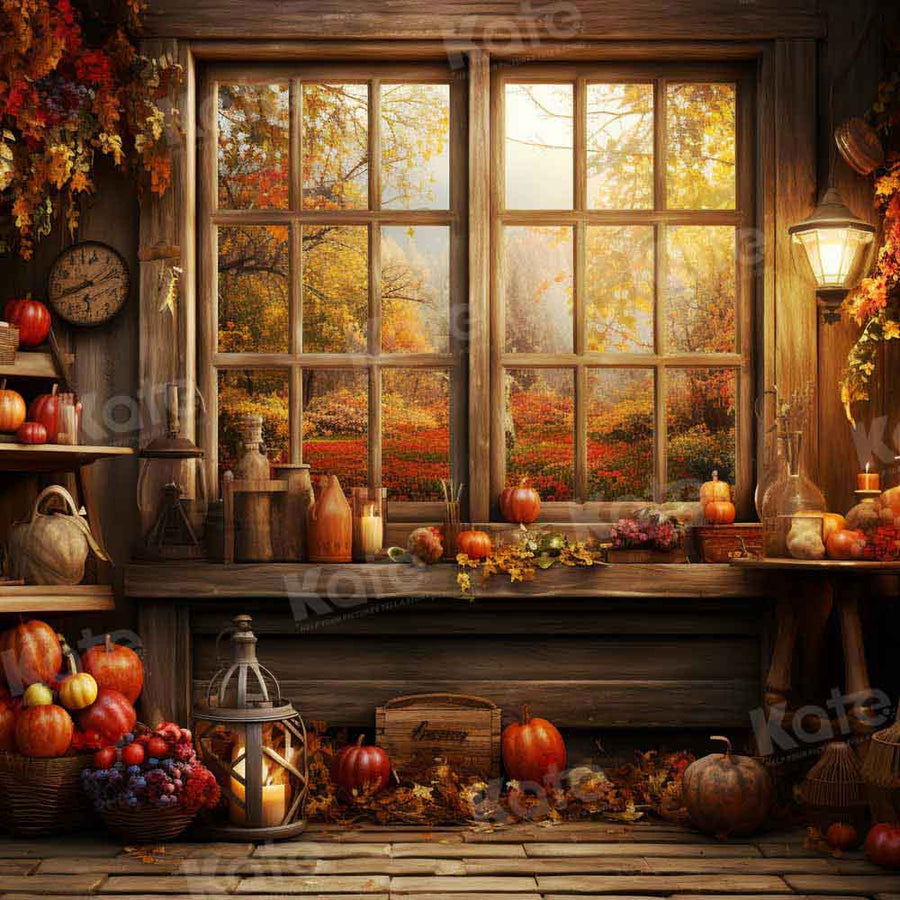Rustic Autumn Harvest Window Backdrop