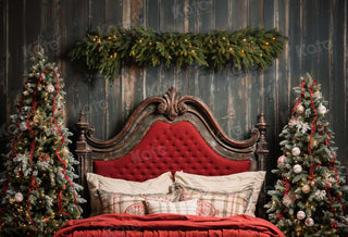 Kate Christmas Red Headboard Printed Backdrop Designed by Emetselch