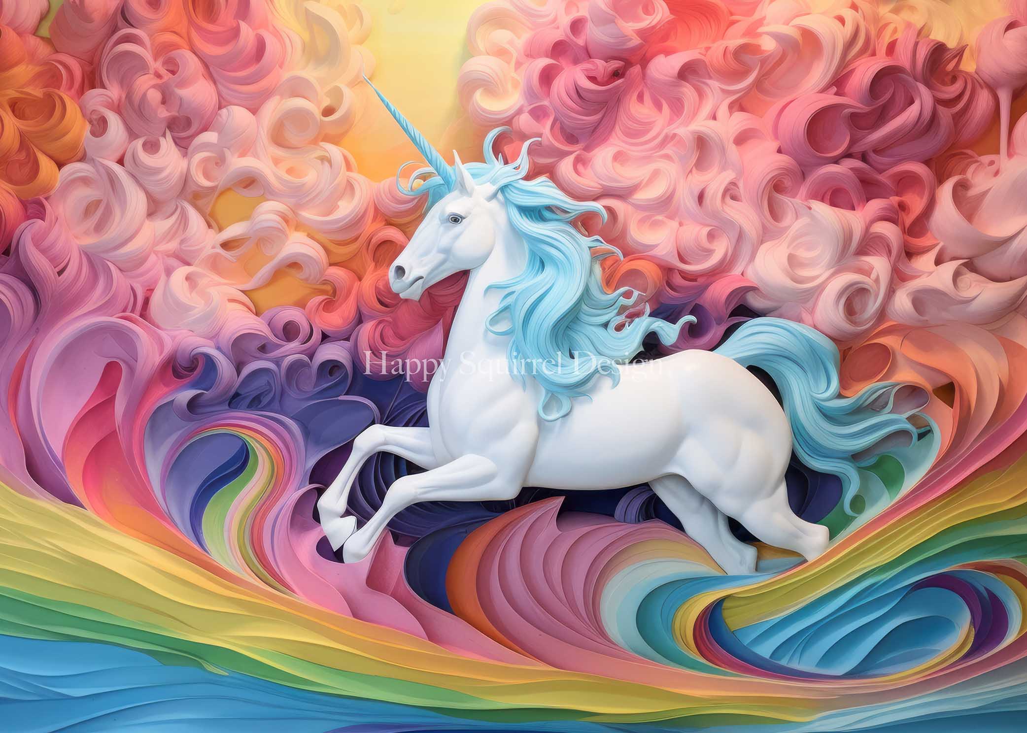 Kate Unicorn Waves Backdrop Designed by Happy Squirrel Design