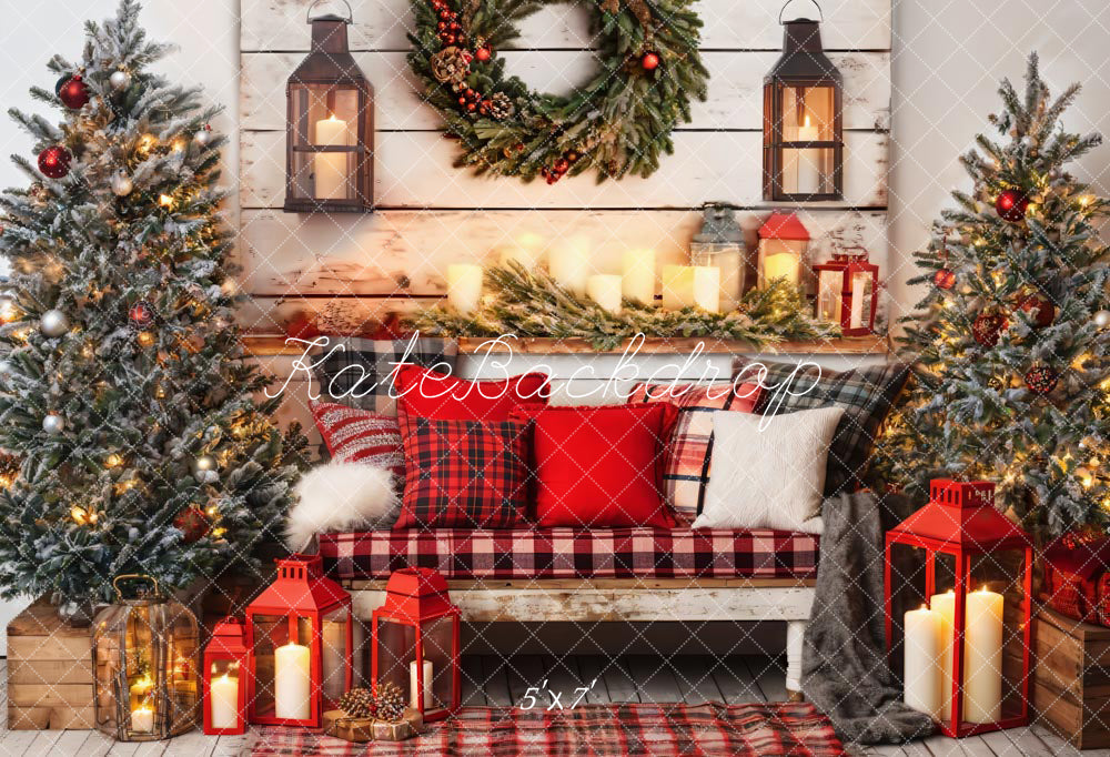 Cozy Festive Christmas Living Room Backdrop