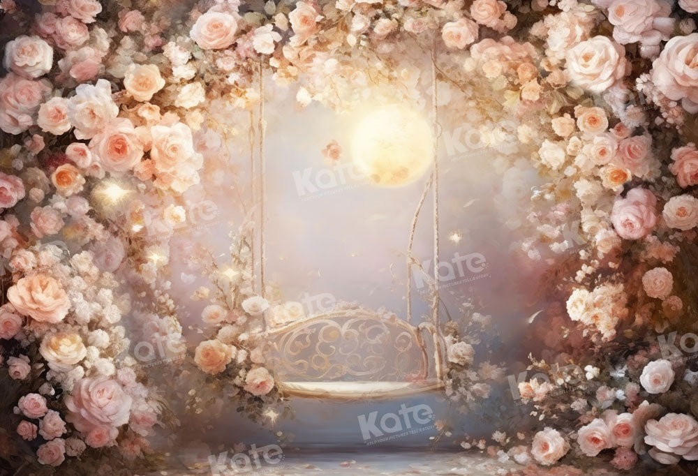 Kate Fine Art Pink Flower Swing Backdrop Designed by Chain Photography
