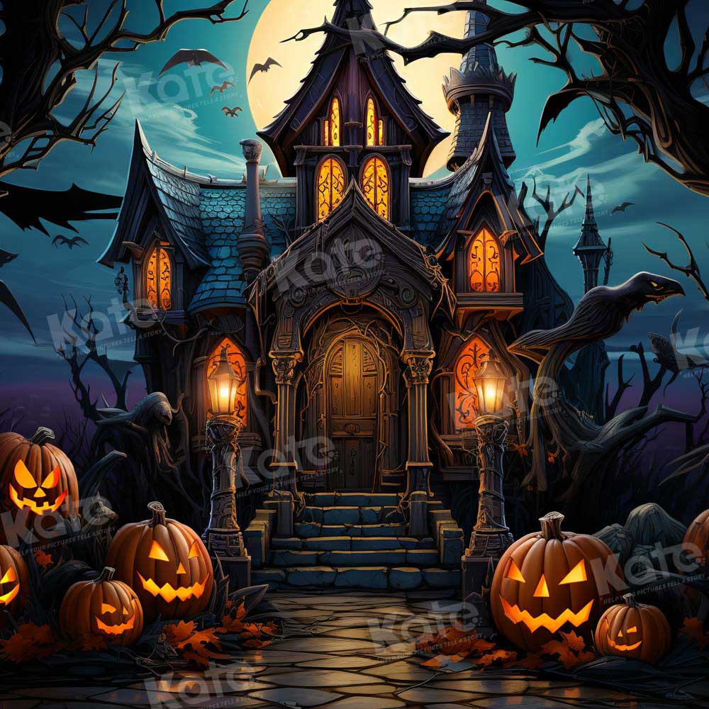 Kate Halloween Spooky Pumpkin House in Night Backdrop Designed by Emetselch