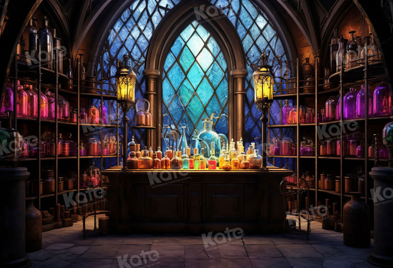 Magical Lab Enchanted Potion Laboratory Window Backdrop