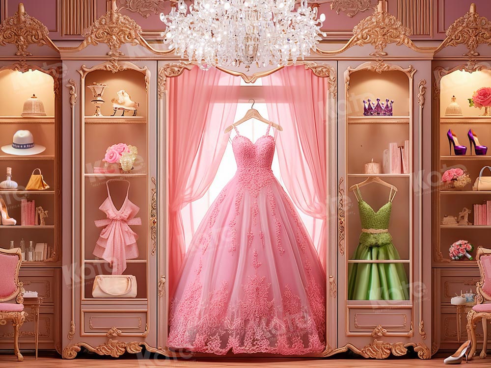 Kate Fashion Doll Pink Dress Closet Backdrop Designed by Emetselch