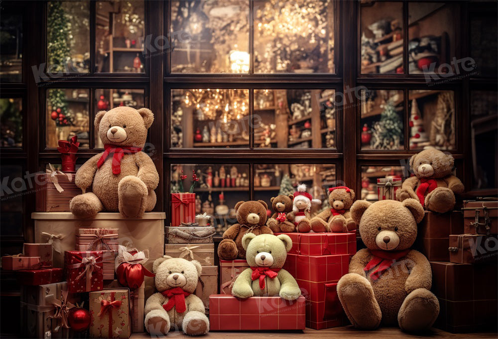 Kate Christmas Teddy Bear Backdrop for Photography