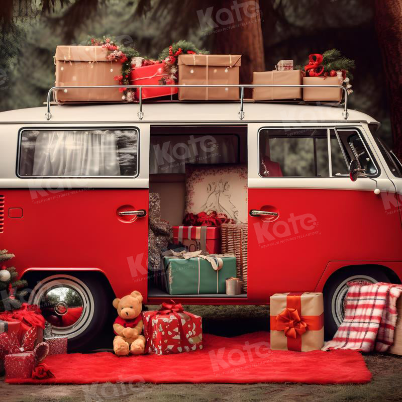 Kate Christmas Red Car Gifts Backdrop for Photography