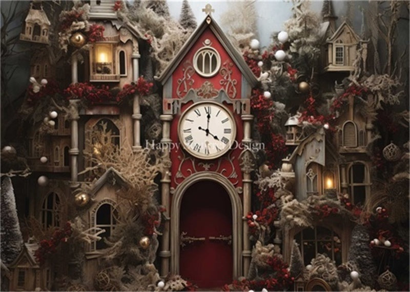 Kate Holiday Clock Tower Backdrop Designed by Happy Squirrel Design