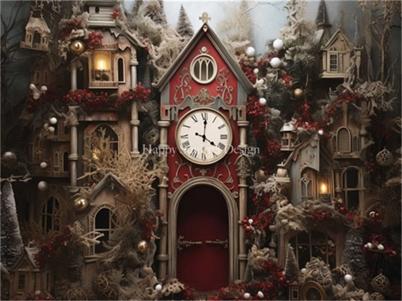 Kate Holiday Clock Tower Backdrop Designed by Happy Squirrel Design