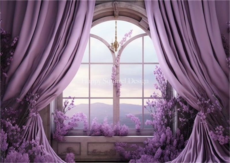 Kate Purple Window Backdrop Designed by Happy Squirrel Design