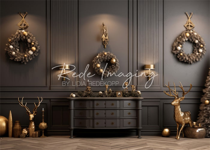 Kate Brown & Gold Christmas Backdrop Designed by Lidia Redekopp