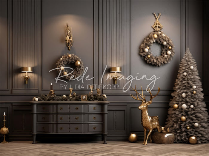 Kate Brown & Gold Christmas Backdrop Designed by Lidia Redekopp