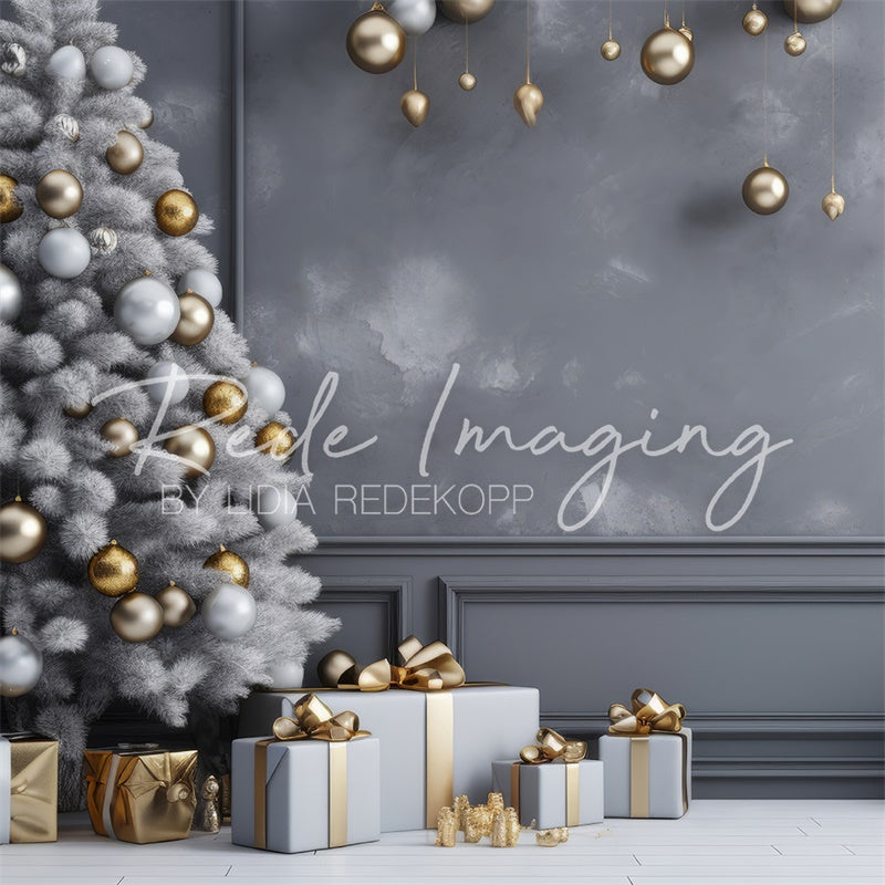 Kate Gray & Gold Christmas Backdrop Designed by Lidia Redekopp