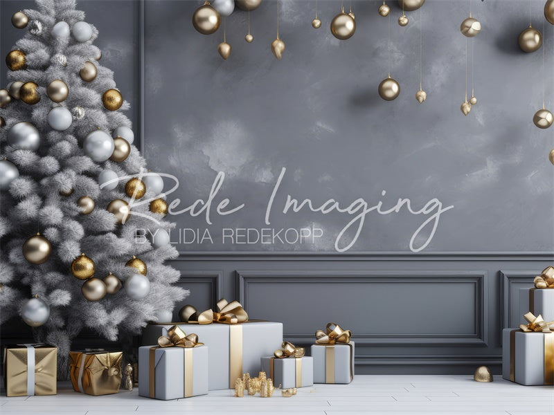 Kate Gray & Gold Christmas Backdrop Designed by Lidia Redekopp